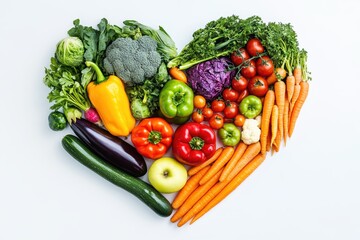 Assorted Fresh Vegetables Arranged in Heart Shape