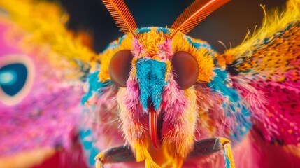 Enchanting Surreal Moth Creature in Vibrant Colorful Fantasy Nature Scene