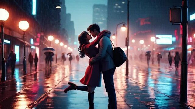 Lofi couple anime concept love passion 3D like seamless animation