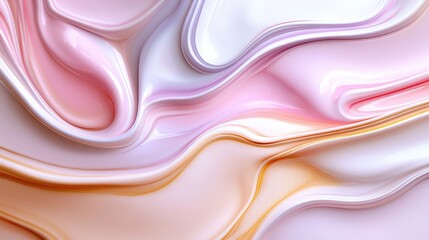 Fototapeta premium A soft, flowing abstract design featuring smooth, pastel colors of pink, peach, and white, reminiscent of silk or satin textures.