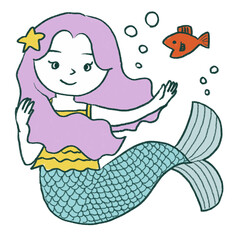 人魚の女の子のイラスト