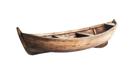 wooden boat on a white transparent background