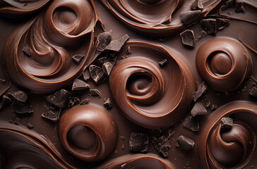 close up of chocolate swirls and rolled pieces
