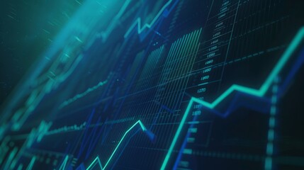 Close-up of digital stock market screen showing dividend stock graph with green upward trend line,symbolizing financial growth and investment success