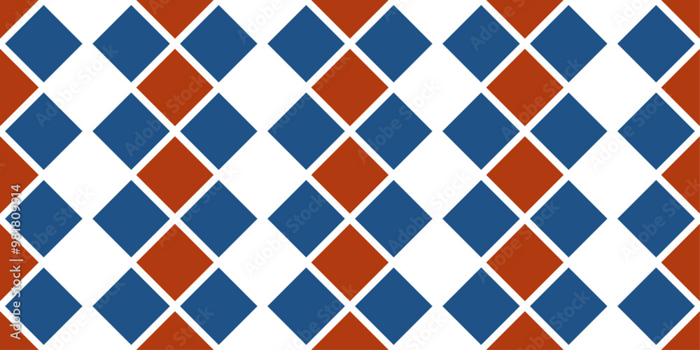 Poster blue-red diamonds. vector pattern of repeating rhombuses.