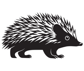 Silhouette hedgehog on white background