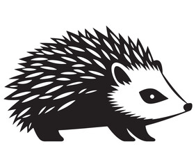 Silhouette hedgehog on white background