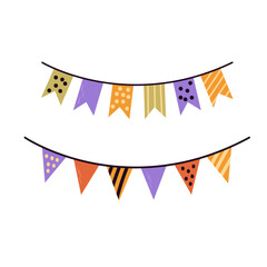 Happy Halloween set of elements, ghost, pumpkin, bat and cat. Vector is cute illustration in hand drawn style