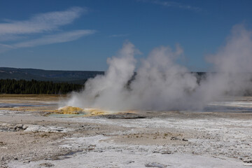 Yellowstone National Park thermal feature at the fountain paint pot trail in Wyoming.