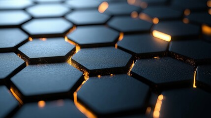 Obraz premium Glowing Hexagon Pattern with a 3D Effect