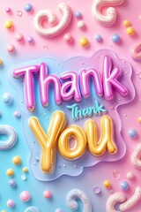 Colorful thank you message with confetti and decorative elements
