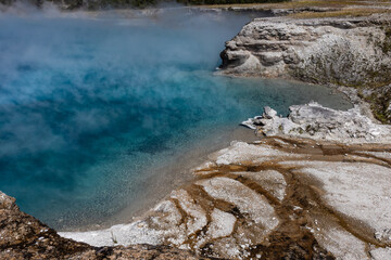 Photograph of Excelsior Geyser crater in Yellowstone national park Wyoming