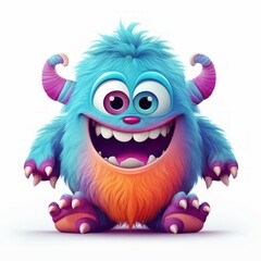 Obraz premium Cute monster and demon on white background Created with Generative AI technology.