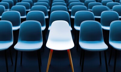 Obraz premium Illuminated Solitude: A Lone Chair Amidst the Darkness, Symbolizing Individuality and Reflection