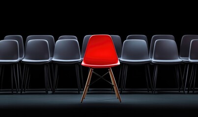 Fototapeta premium Illuminated Solitude: A Lone Chair Amidst the Darkness, Symbolizing Individuality and Reflection