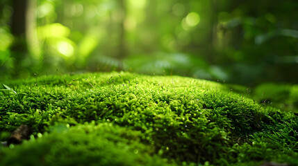 Naklejka premium Moss in the rain forest in morning