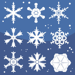 Fototapeta premium vector illustration image about a set of snowflake silhouettes on a dark blue background