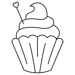 Coloring Page Outline of Cute Cupcake