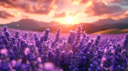 Fototapeta premium Lavender Field Sunset