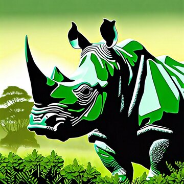 Rhino Head - Side - Green