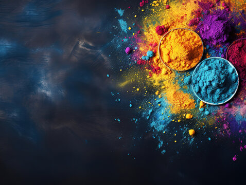 Colorful holi greeting festival of colors holi hai hindi typography