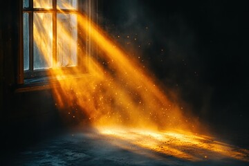 Naklejka premium Golden Light Streaks Through Window