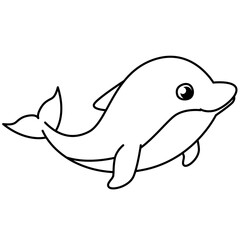 Coloring Page Outline of Cute Dolphin