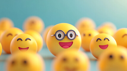 Celebrating World Smile Day with cheerful emoji faces at a colorful background