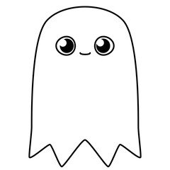 Coloring Page Outline of Cute Ghost