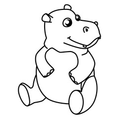 Coloring Page Outline of Cute Hippo