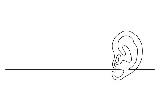 recommend clip art: Human ear continuous one line drawing. Isolated on white background vector illustration