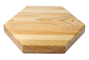 Hexagonal wooden table isolated with transparent background.