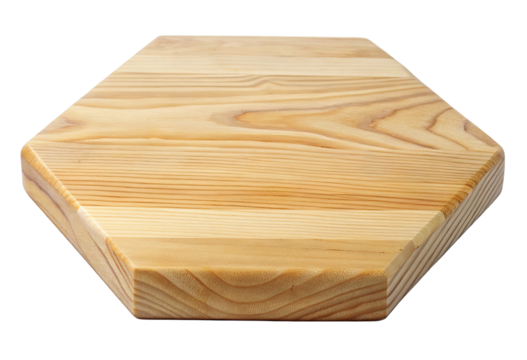 Hexagonal wooden table isolated with transparent background. - Powered by Adobe