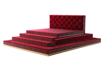 Red velvet jewelry box display isolated with transparent background.