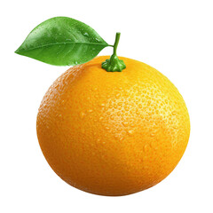 Orange fruit with leaves on transparent background PNG Generative AI