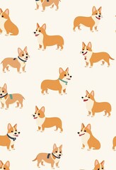 High-Quality Corgi Dog Seamless Pattern Graphics for Digital and Print Designs 