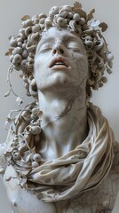 Marble Sculpture of a Human Figure with Closed Eyes