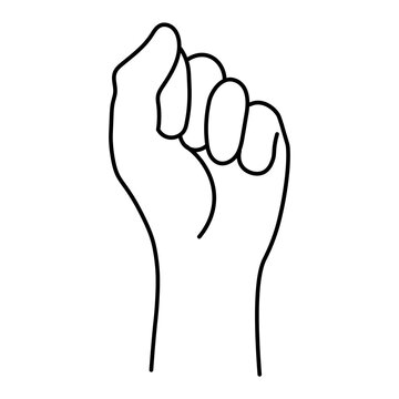 recommend clip art: モノクロの線画で描かれた握った手のイラスト