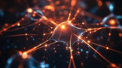 Obraz premium Abstract Neural Network Connections in Blue and Orange