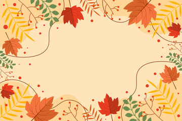 Flat autumn leaves background