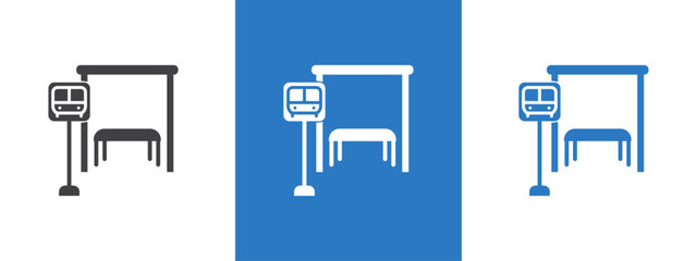 Bus stop stand icon thin line illustration