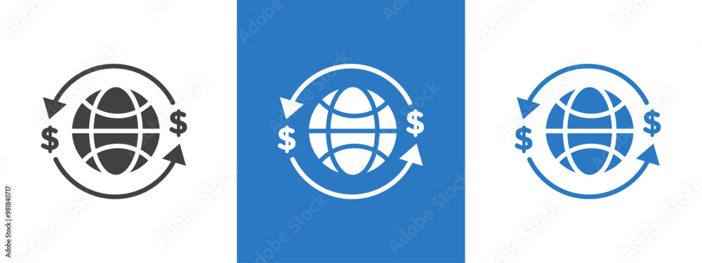 Wall mural International money transfer icon thin line illustration