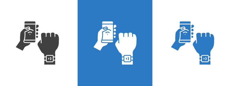 NFC bracelet connected icon thin line illustration
