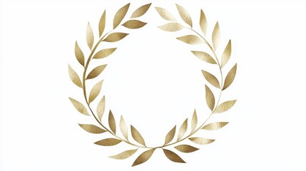 Golden Laurel Wreath Frame  Circle  Oval  Foliage  Isolated on White Background