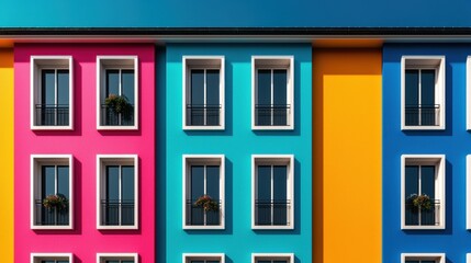 Obraz premium Vibrant Architectural Facade with Colorful Building Exteriors