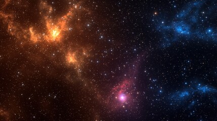 Naklejka premium Cosmic Nebula with Bright Stars and Galaxies in Deep Space