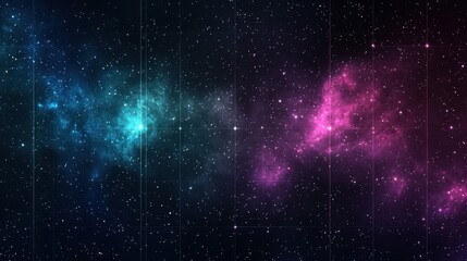 Naklejka premium Night Sky with Stars and Nebulae Grid Overlay Space Background