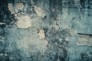 Weathered Teal Wall with Peeling Paint and Cracks.