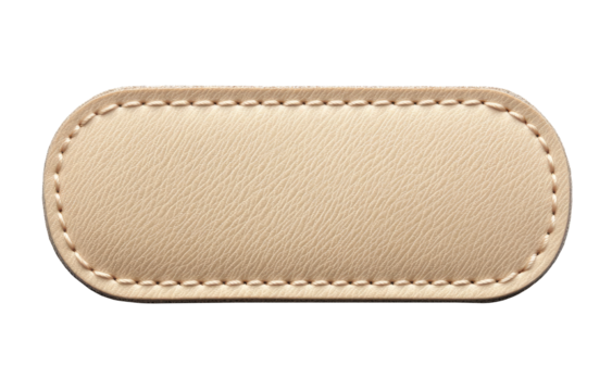 Beige leather badge isolated on transparent background