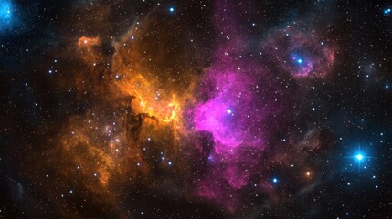 Naklejka premium Cosmic Nebula with Stars and Galaxies Space Background